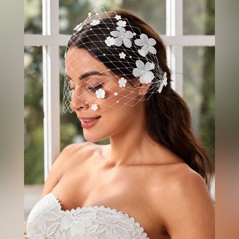 Luxury Birdcage Veil with flowers Elegant ✨✨🔥🔥